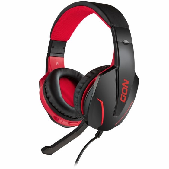 Gaming headset με ρυθμιζόμενο σε κλίση μικρόφωνο, σε μαύρο χρώμα και κόκκινο LED φωτισμό.NOD GROUND POUNDER